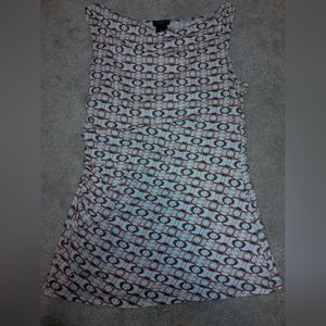 Womens Ann Taylor circle print sleeveless cotton cowl neck shirt size XS